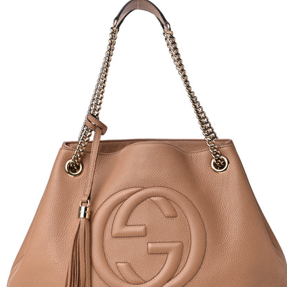 Gucci Pebbled Calfskin Medium Soho Chain Shoulder Bag Camelia 7 of 12