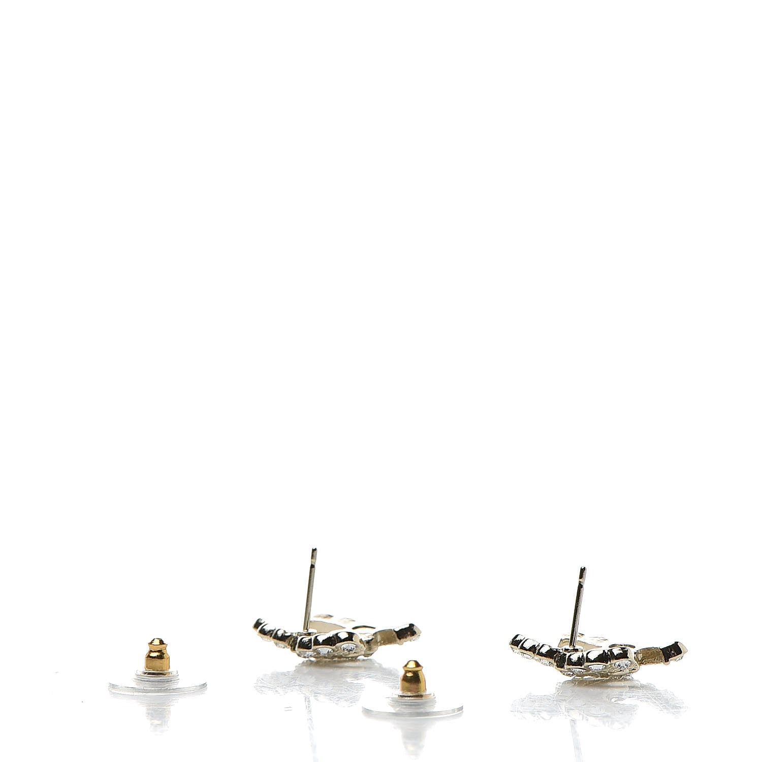 Chanel Crystal CC Earrings Light Gold 3 of 5