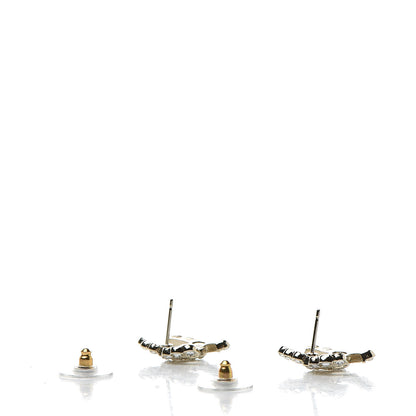 Chanel Crystal CC Earrings Light Gold 3 of 5