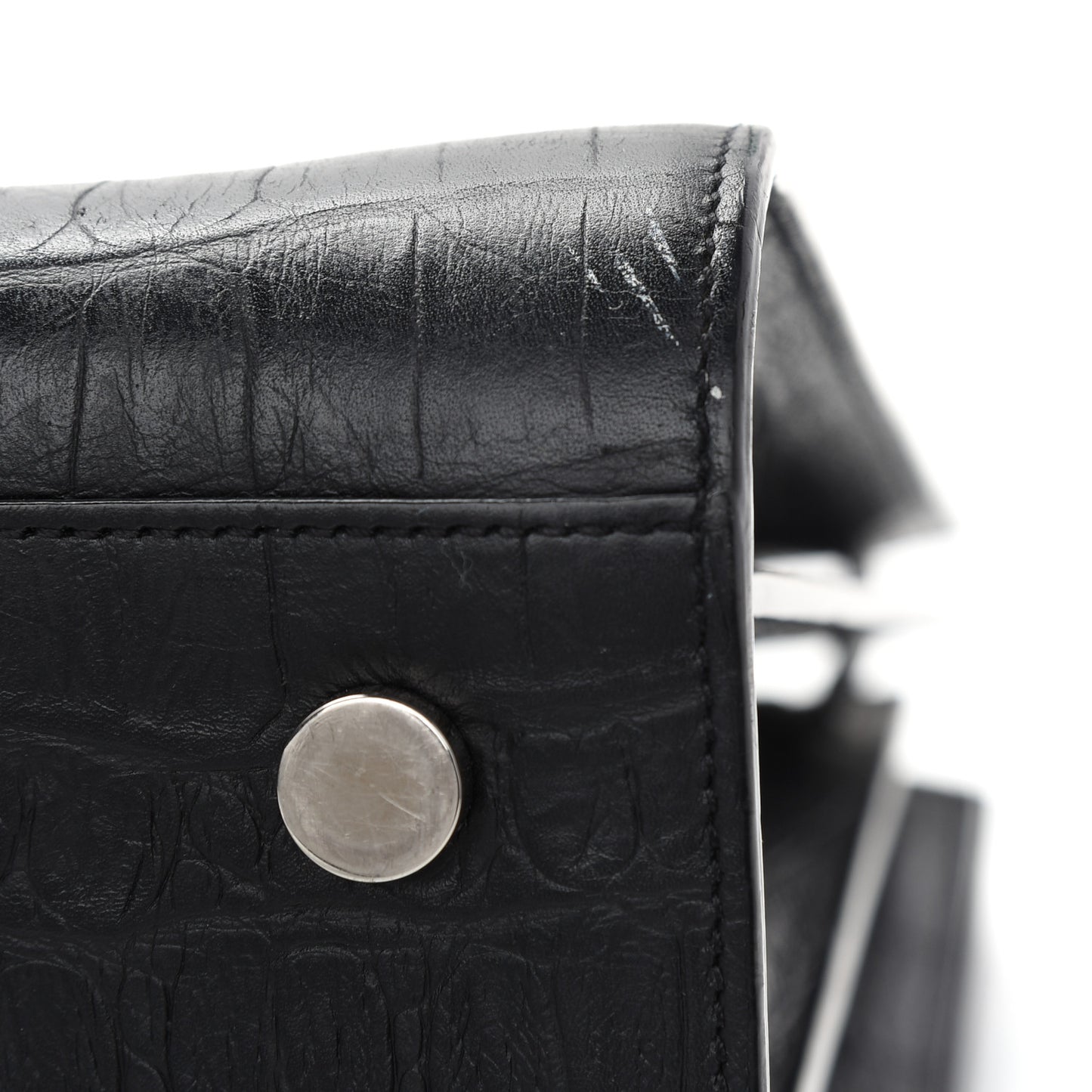 Calfskin Crocodile Embossed Large Sac De Jour Carryall Black