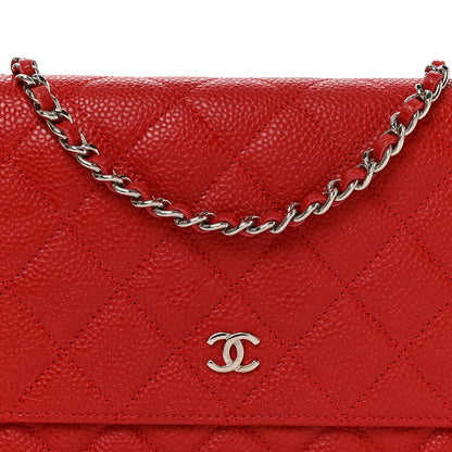 Chanel Caviar Quilted Wallet on Chain WOC Red 9 of 11
