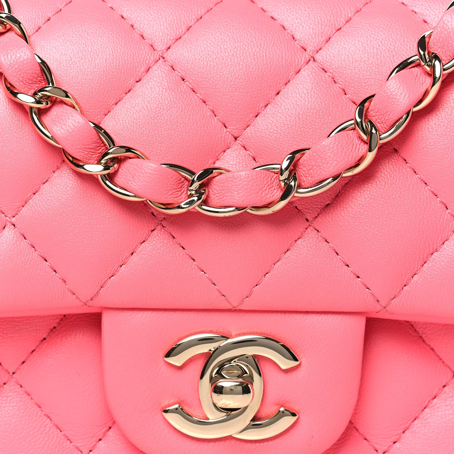 Chanel Lambskin Quilted Mini Rectangular Flap Pink 8 of 10