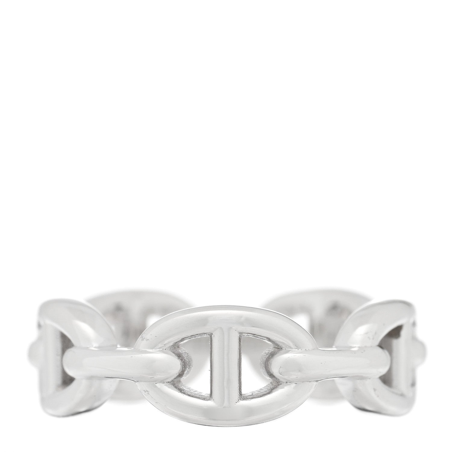 Hermes Sterling Silver PM Chaine d'Ancre Enchainee Band Ring 56 7.75 1 of 5