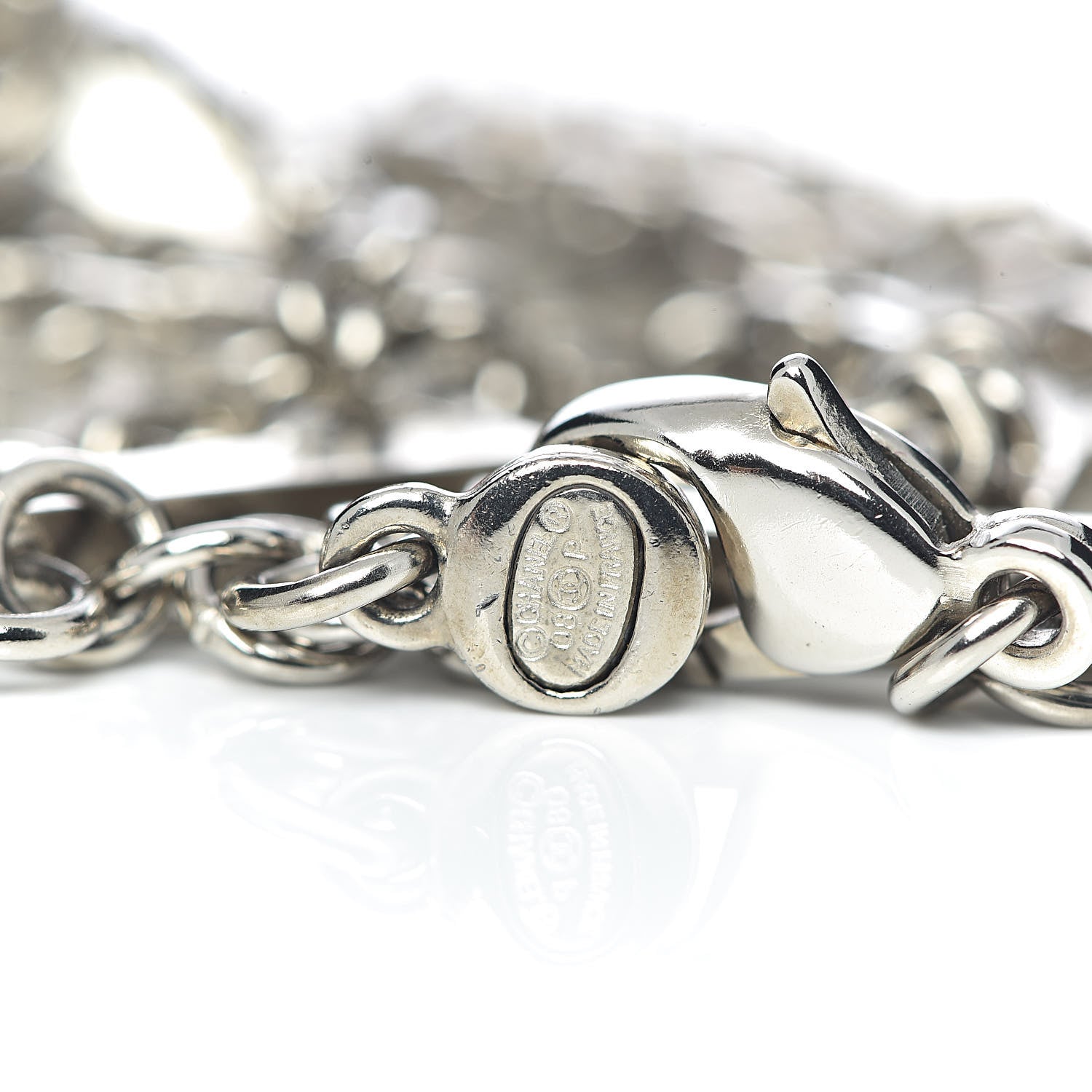 Chanel Crystal Star CC Multi Strand Bracelet Silver 4 of 4