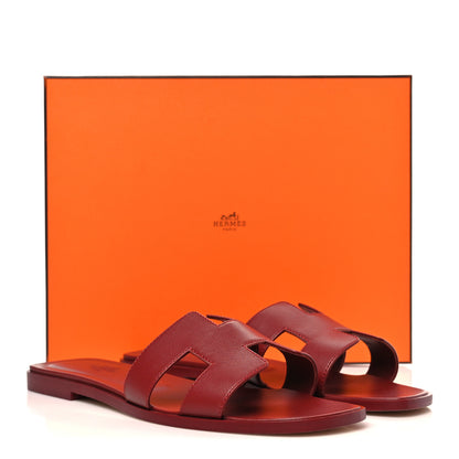Hermes Box Calfskin Oran Sandals 39 Rouge Tomette 10 of 10