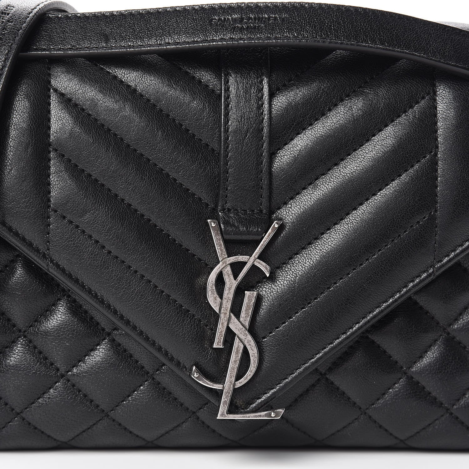 Saint Laurent Sheepskin Tri-Quilt Monogram Medium Soft Envelope Bag Black 8 of 13