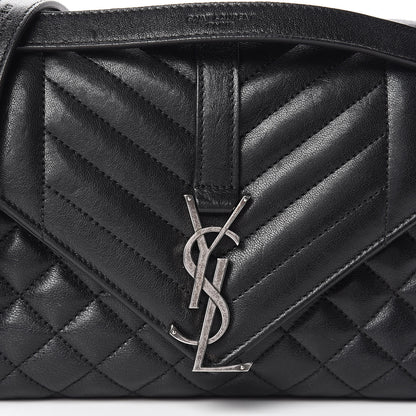 Saint Laurent Sheepskin Tri-Quilt Monogram Medium Soft Envelope Bag Black 8 of 13