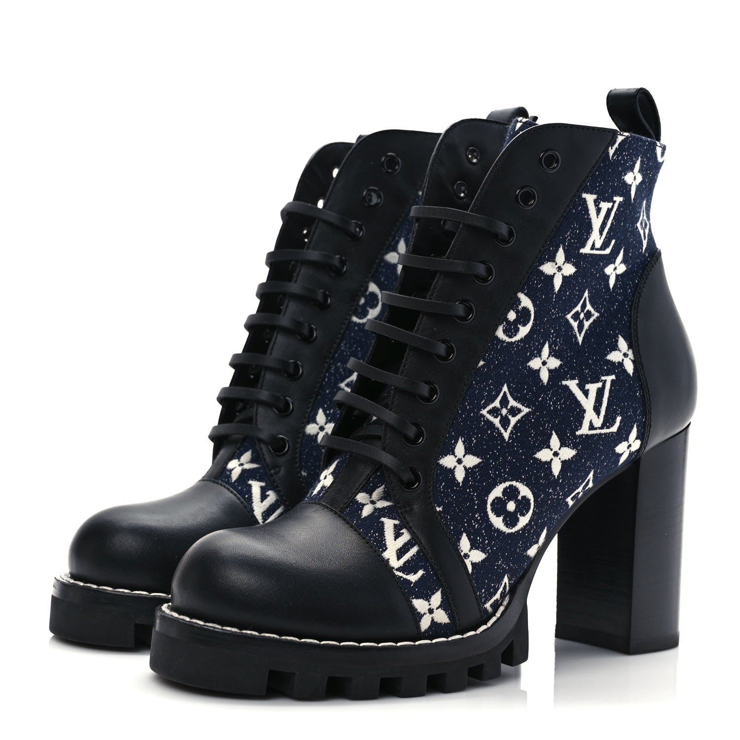 Louis Vuitton Denim Calfskin Monogram Star Trail Ankle Boots 40 Navy Blue 3 of 7