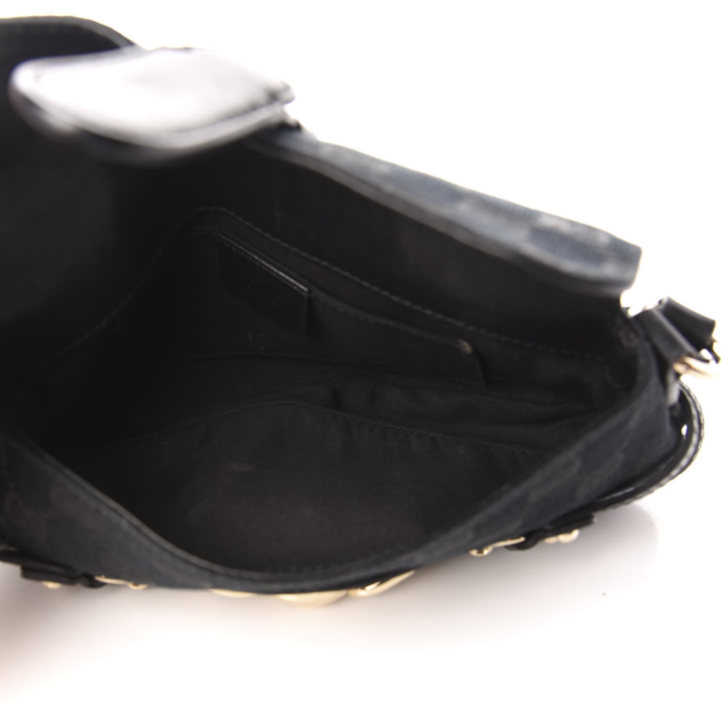 Gucci Monogram Horsebit Chain Flap Shoulder Bag Black 5 of 10