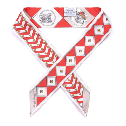Hermes Silk Colliers Et Chiens Twilly Rouge White Mastic 1 of 4