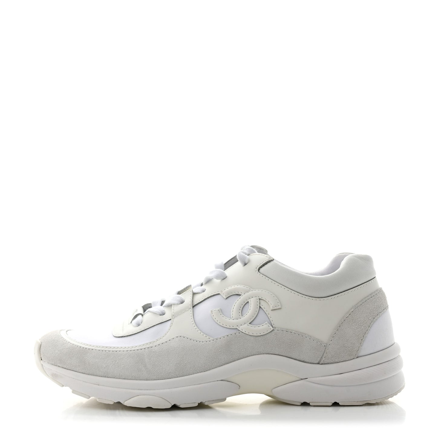 Suede Calfskin Fabric CC Sneakers 39.5 White
