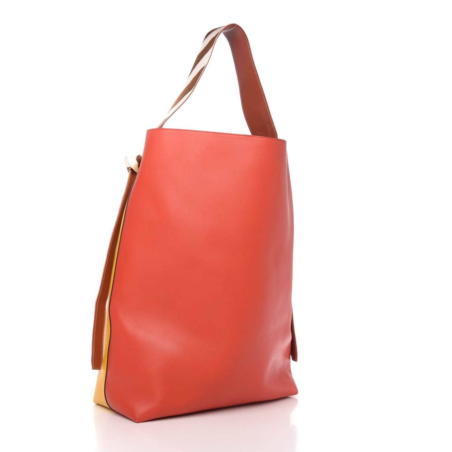 Shiny Smooth Calfskin Zebra Printed Oversized Twisted Cabas Sunflower Light Ruby