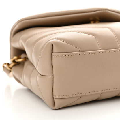 Saint Laurent Calfskin Y Quilted Monogram Toy Loulou Crossbody Bag Dark Beige 8 of 10