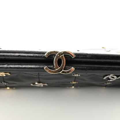 Chanel Calfskin Square Quilted Grommet Embellished Piercing Chic Clutch Black 8 of 15