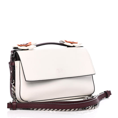 Fendi Vitello Dolce Flowerland Bi-Color Studded Micro Double Baguette Bordeaux White Ice 2 of 4