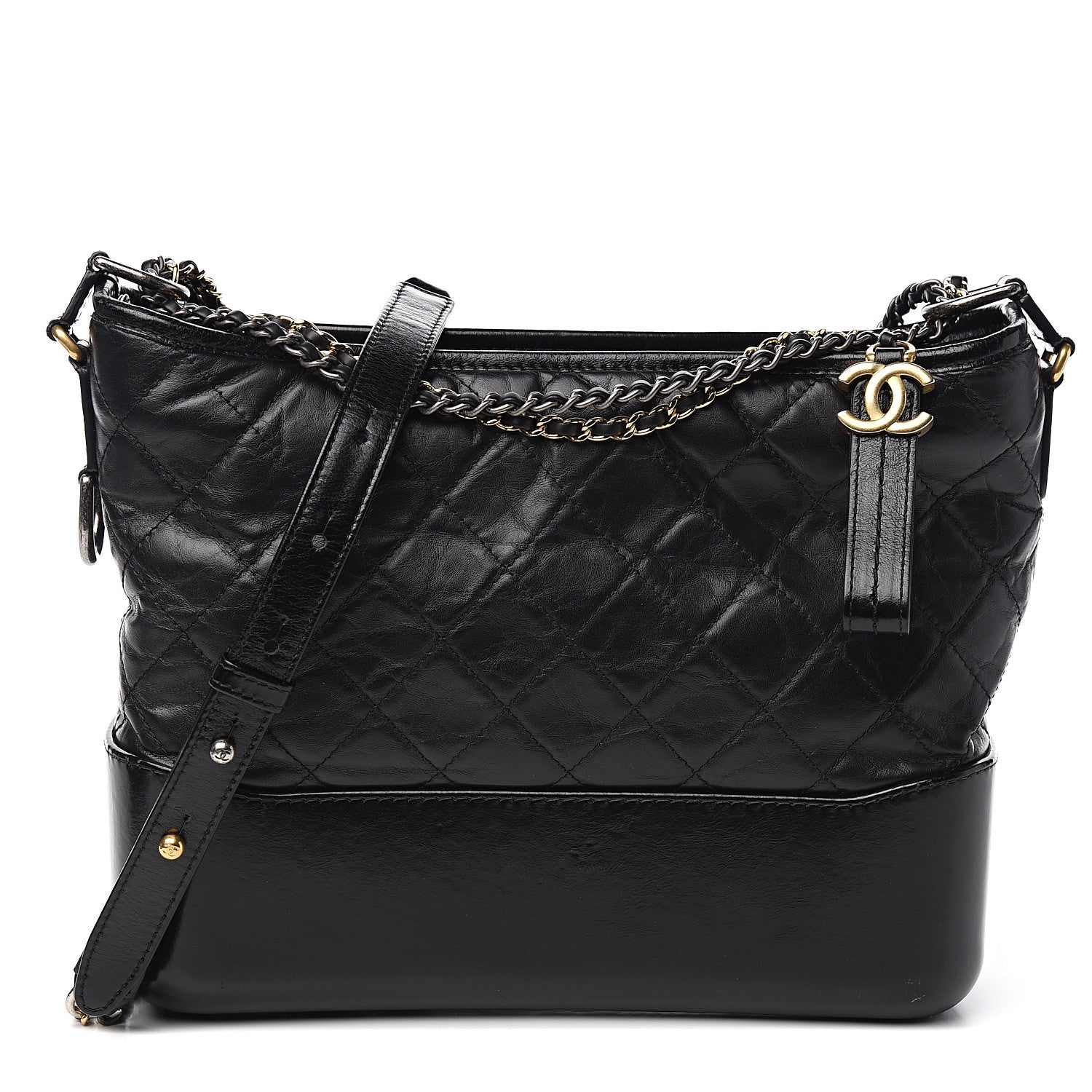 Chanel Aged Calfskin Quilted Medium Gabrielle Hobo Black 1 of 9
