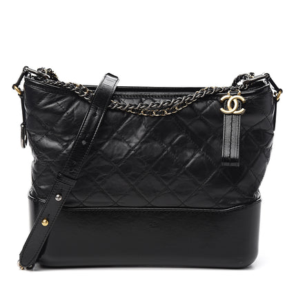 Chanel Aged Calfskin Quilted Medium Gabrielle Hobo Black 1 of 9