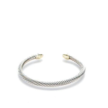 David Yurman Sterling Silver 14K Yellow Gold Pearl 5mm Cable Classics Petite Color Bracelet 3 of 6