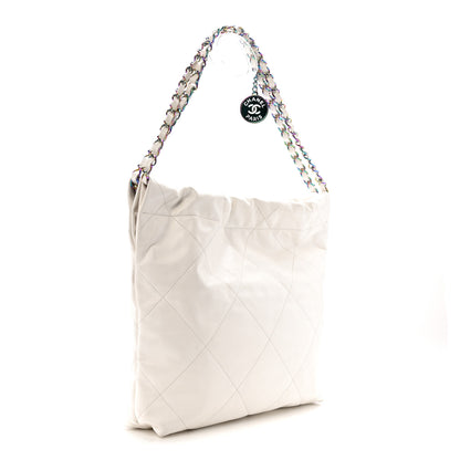 Chanel Shiny Calfskin Quilted Small Rainbow Chanel 22 White 4 of 13