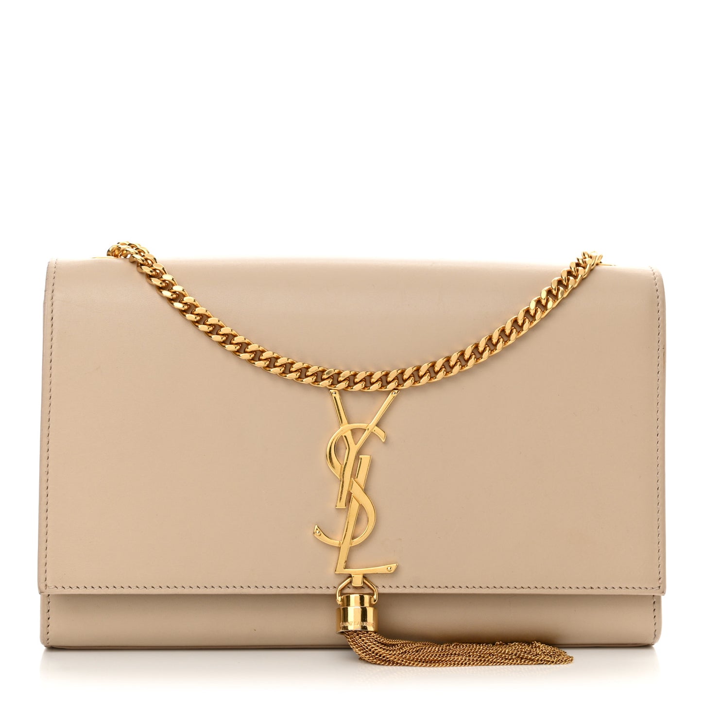 Smooth Calfskin Medium Classic Monogram Kate Tassel Satchel Nude Powder