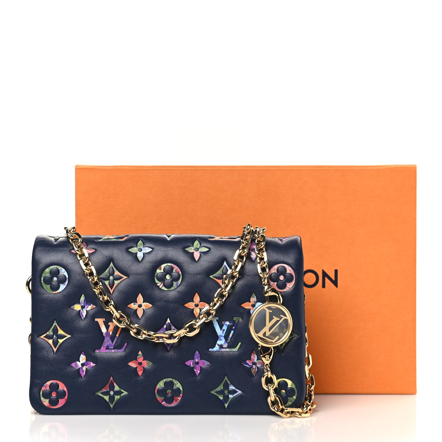 Louis Vuitton Lambskin Embossed Monogram LV Garden Pochette Coussin Navy 10 of 10