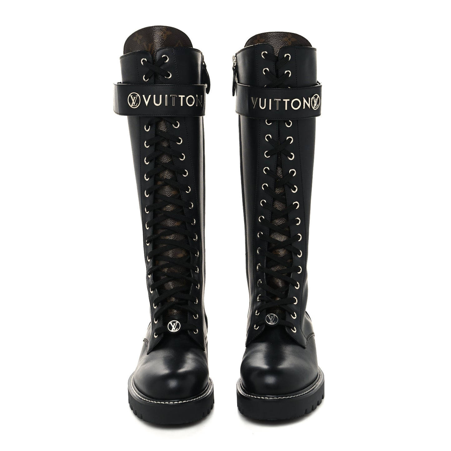 Monogram Calfskin Territory Tall Lace Up Ranger Boots 39 Black