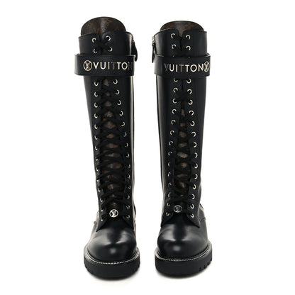 Louis Vuitton Monogram Calfskin Territory Tall Lace Up Ranger Boots 39 Black 2 of 7