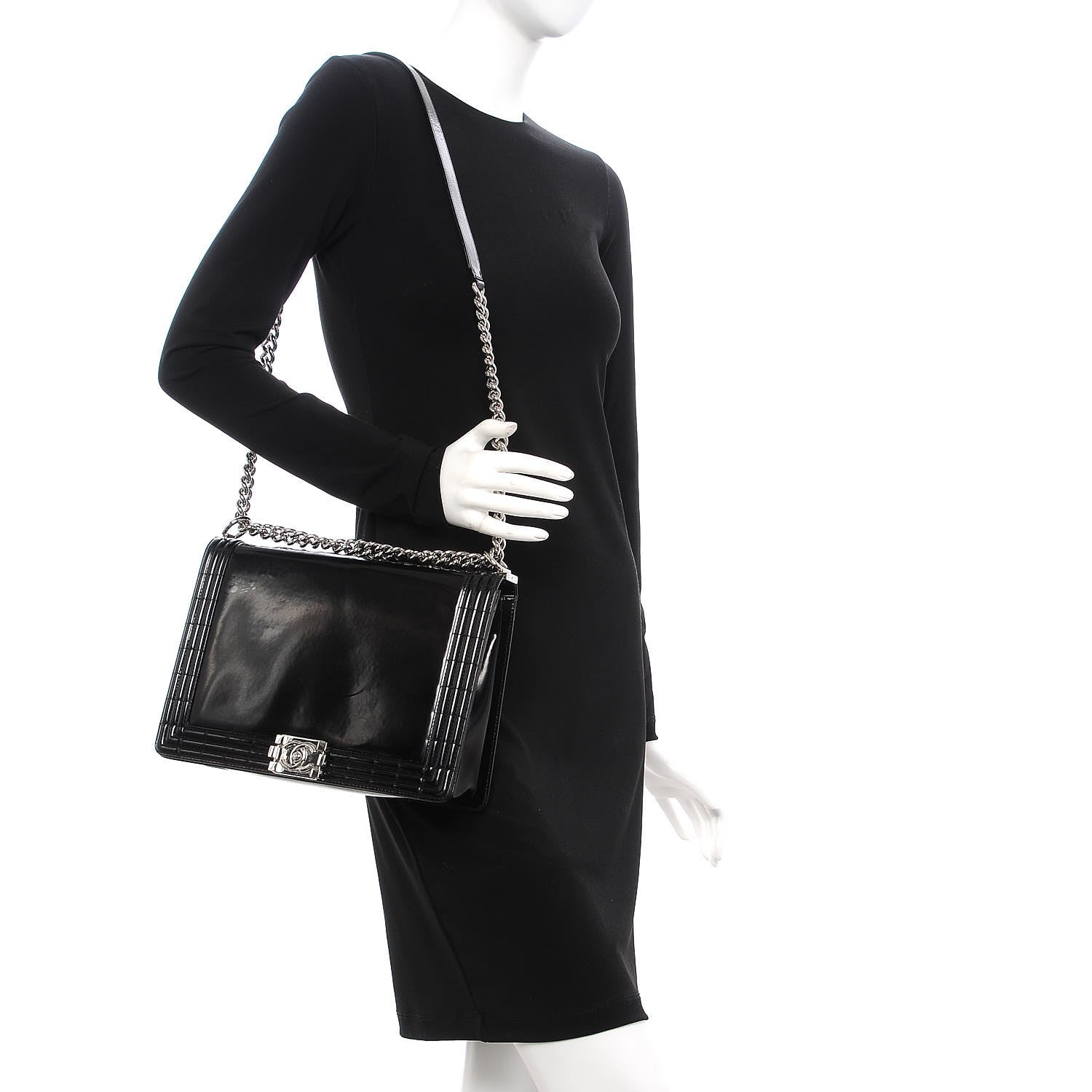 Chanel Glazed Calfskin Large Boy Flap Black 2 of 10