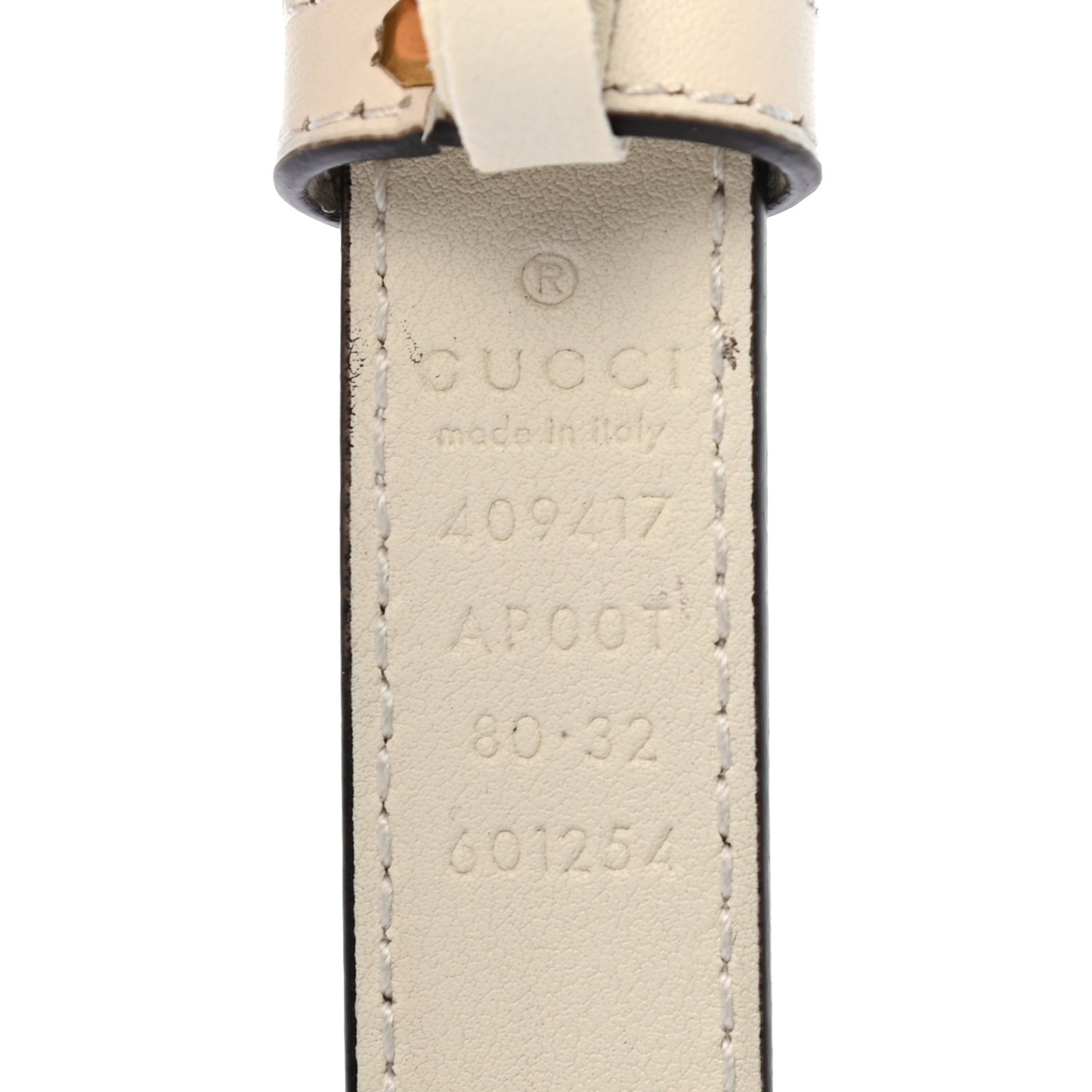 Calfskin Double G 20mm Belt 80 32 Mystic White