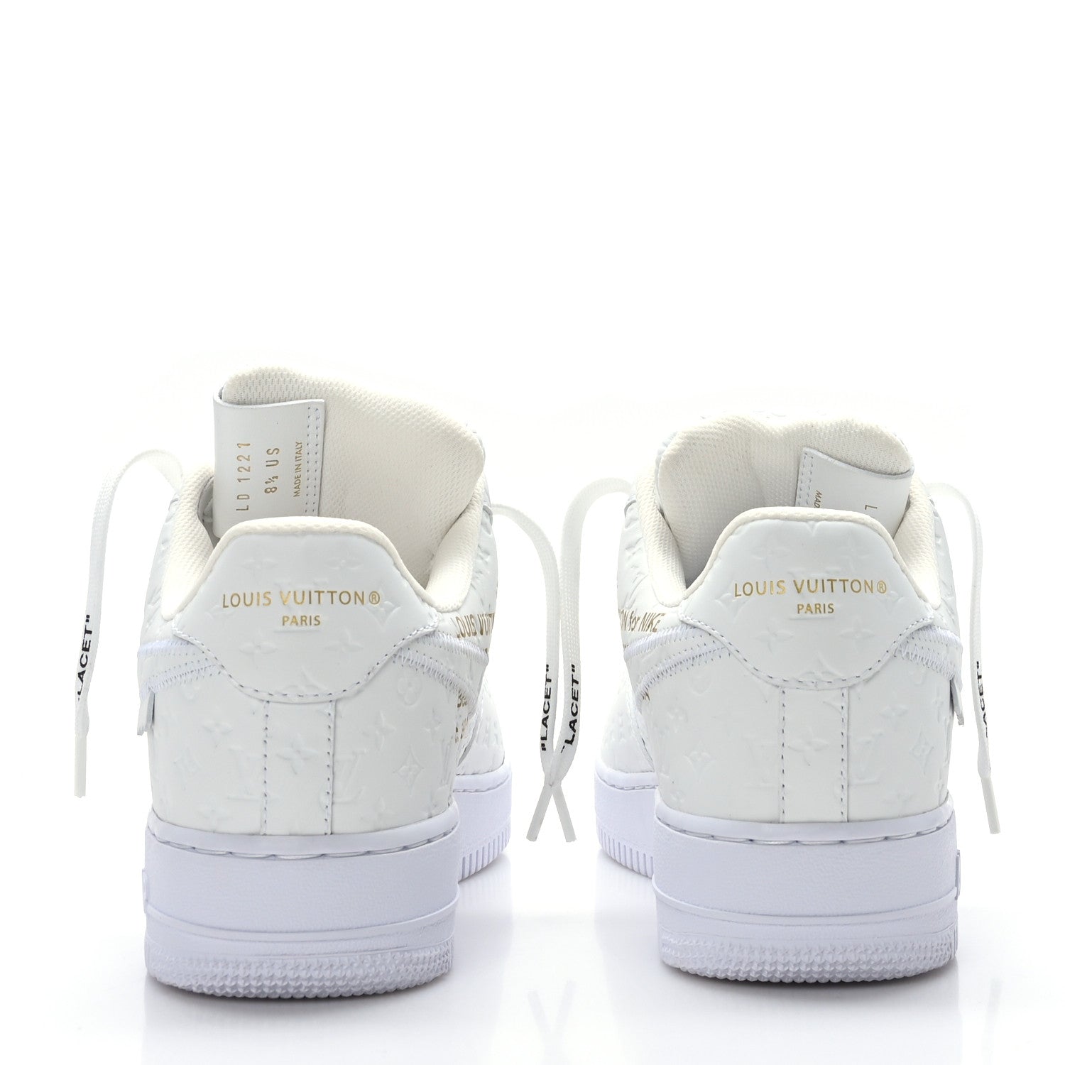 Louis Vuitton X NIKE AIR FORCE 1 Calfskin Monogram Mens Low Top Sneakers 8.5 White 5 of 9