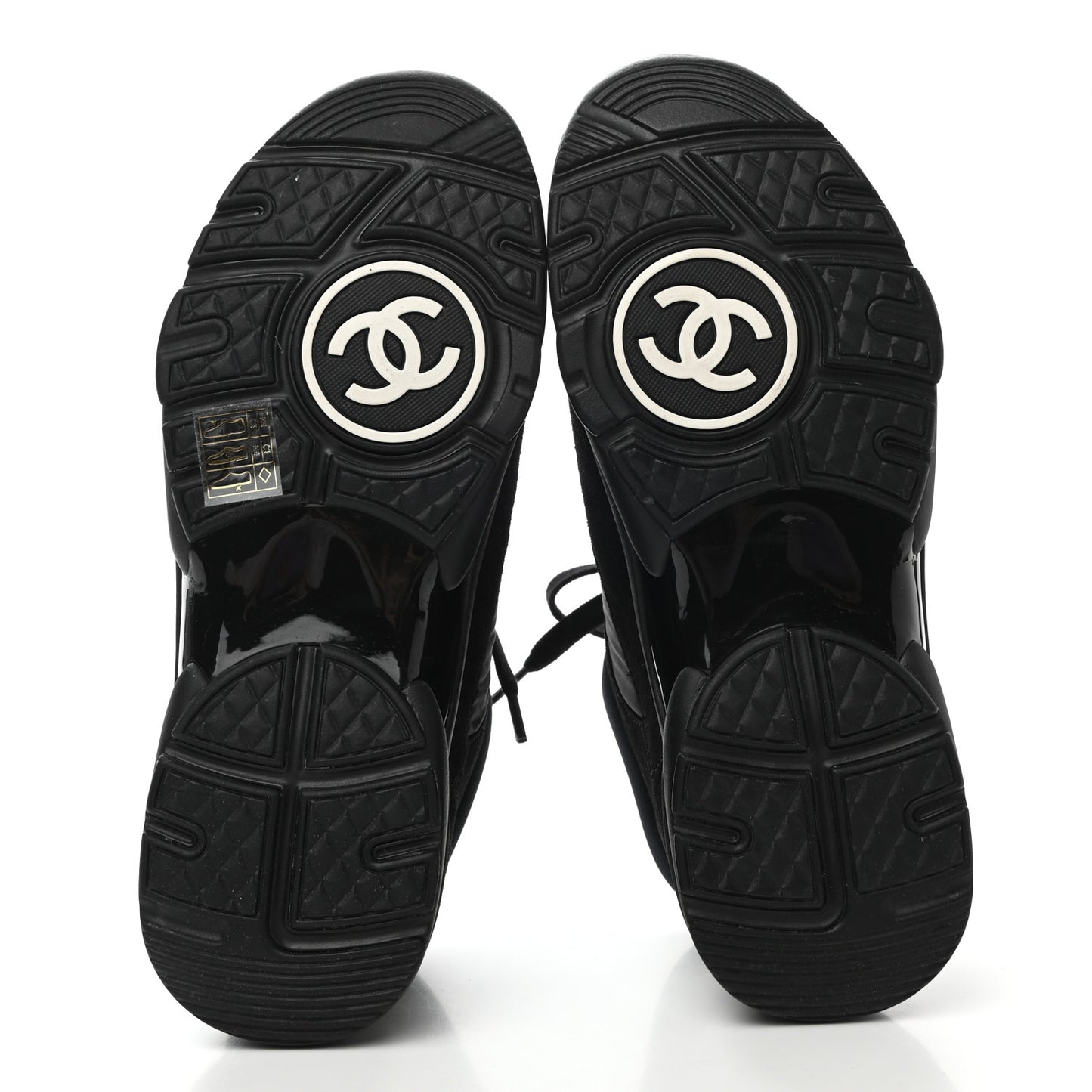 Suede Calfskin Mixed Fibers CC Sneakers 37 Black