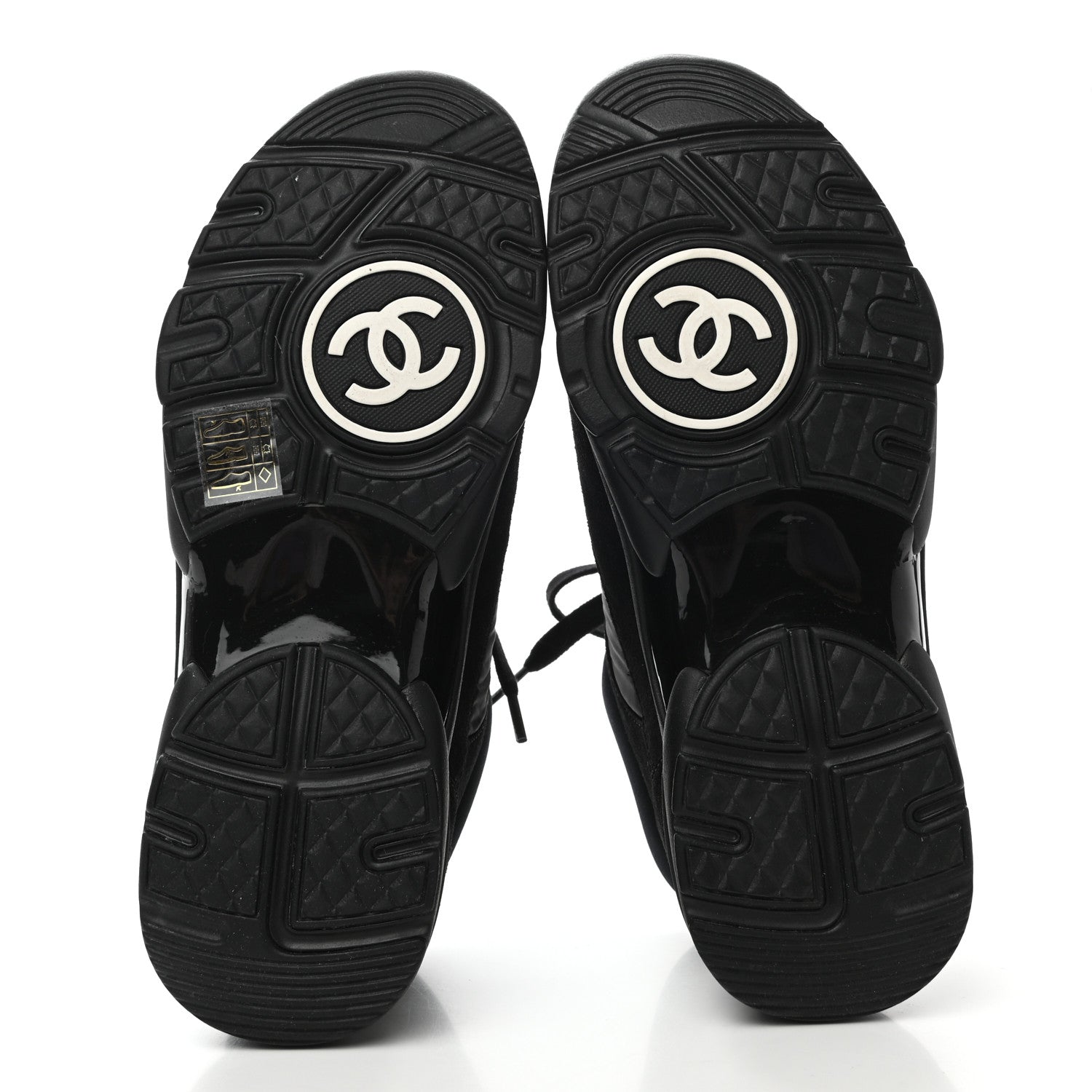 Chanel Suede Calfskin Mixed Fibers CC Sneakers 37 Black 5 of 9