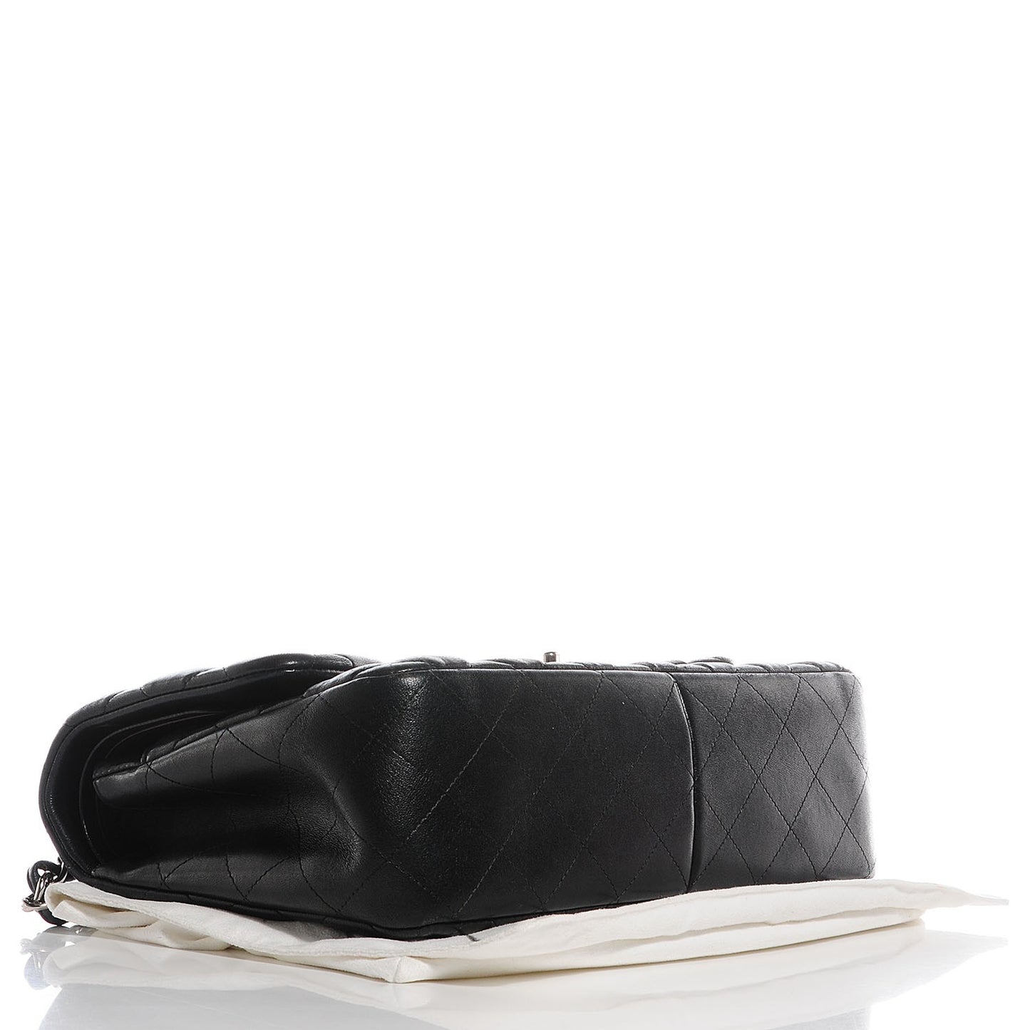 Lambskin Quilted Jumbo Double Flap Black