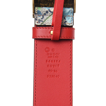 Gucci GG Plus Monogram Blooms Plaque Belt 90 36 Blue 6 of 6