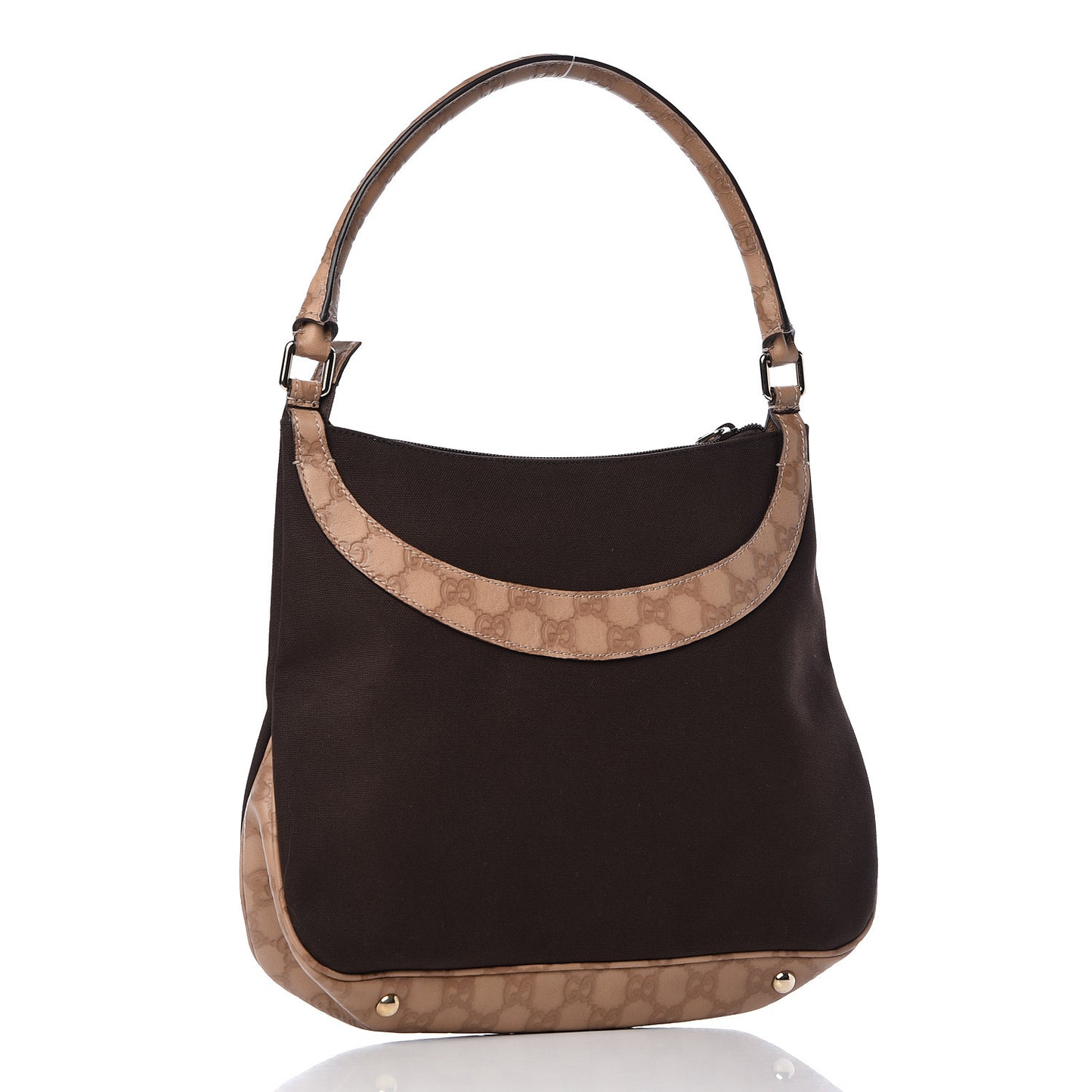 Guccissima Trim Canvas Hobo Brown