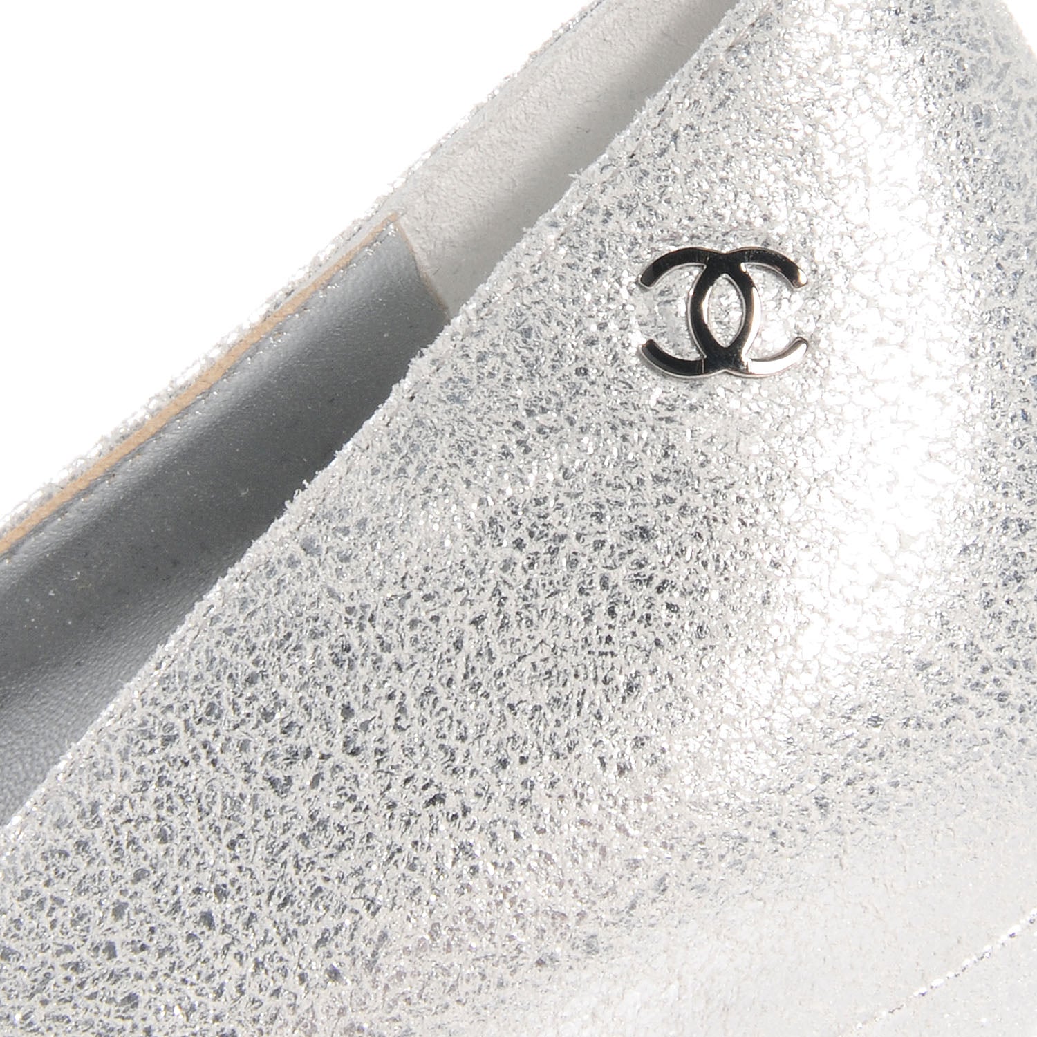 Chanel Metallic Leather Cap Toe Pumps Silver Black 37.5 4 of 10