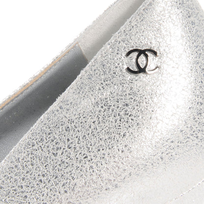 Chanel Metallic Leather Cap Toe Pumps Silver Black 37.5 4 of 10