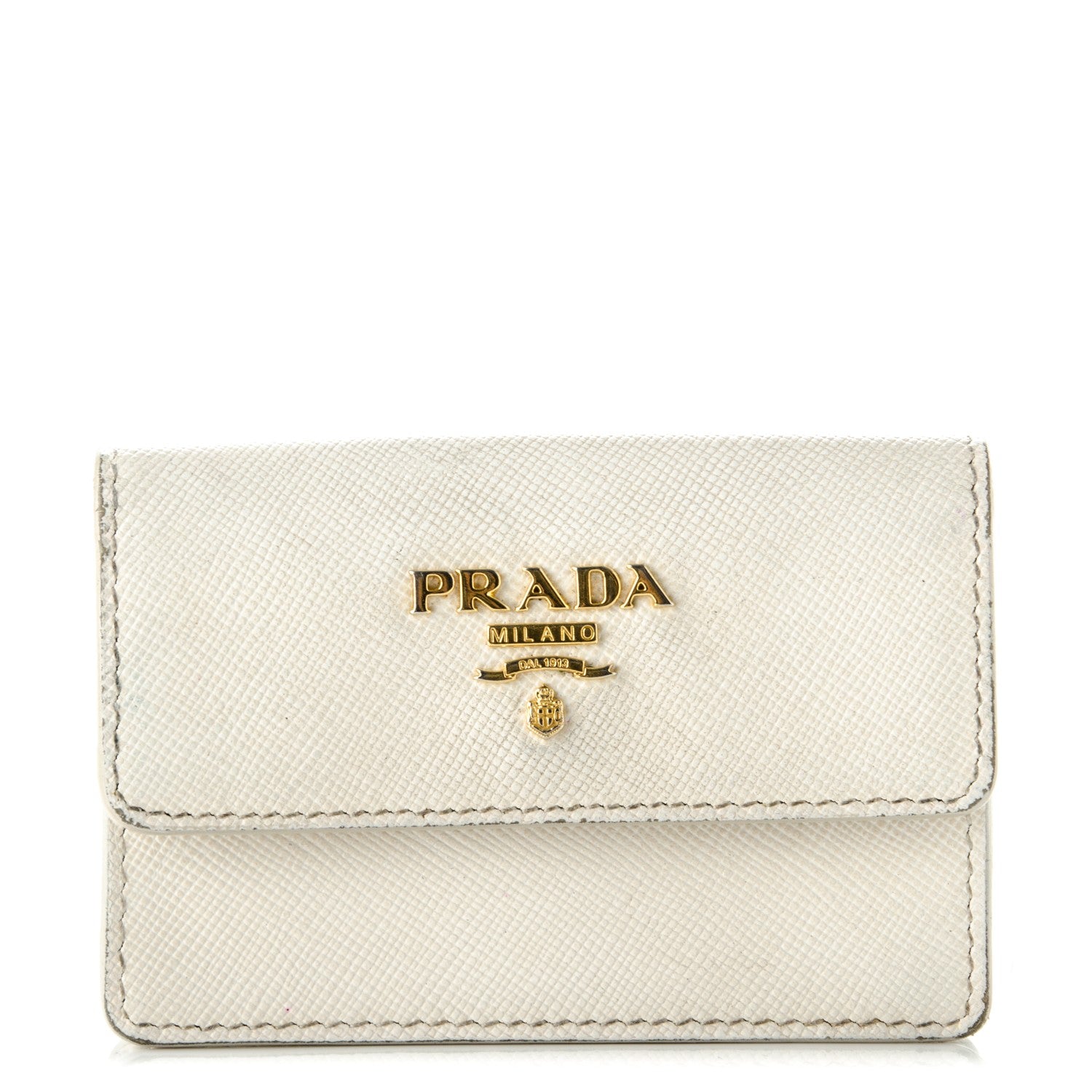 Prada Saffiano Metal Flap Card Holder Talco 1 of 7