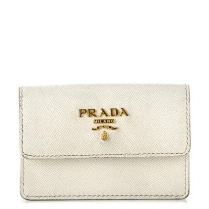 Prada Saffiano Metal Flap Card Holder Talco 1 of 7