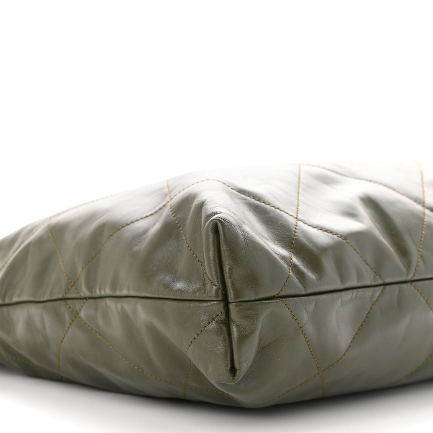 Shiny Calfskin Quilted Chanel 22 Khaki