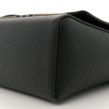 Burberry Grainy Calfskin Vintage Check Note Crossbody Bag Black 10 of 11