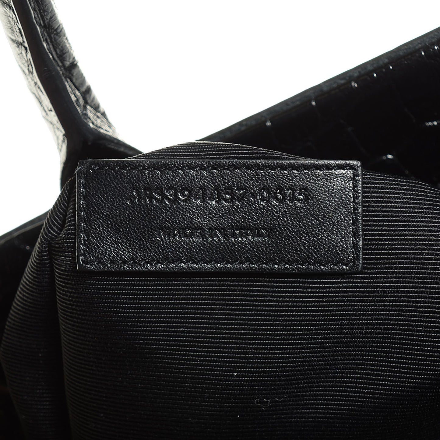 Crocodile Embossed Medium Cabas Rive Gauche Black