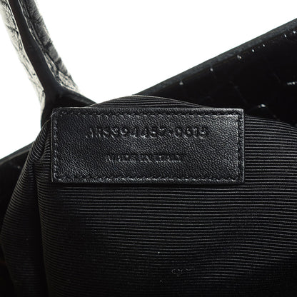 Saint Laurent Crocodile Embossed Medium Cabas Rive Gauche Black 8 of 10