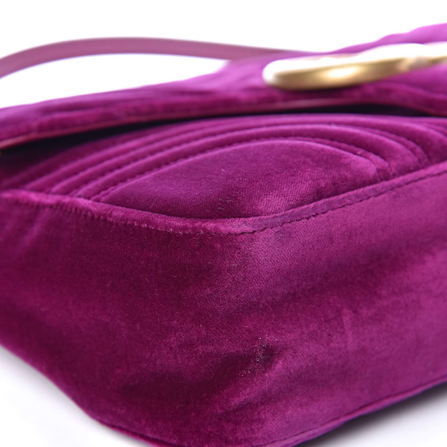 Gucci Velvet Matelasse Medium GG Marmont Shoulder Bag Fuchsia Violet Cyclamen 8 of 14