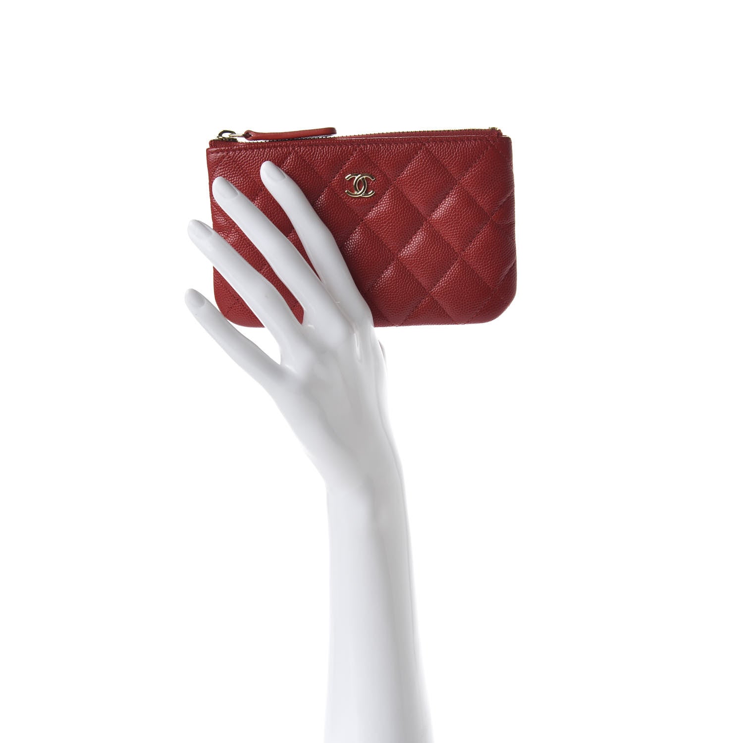 Chanel Caviar Quilted Small Cosmetic Case Dark Red 2 of 8