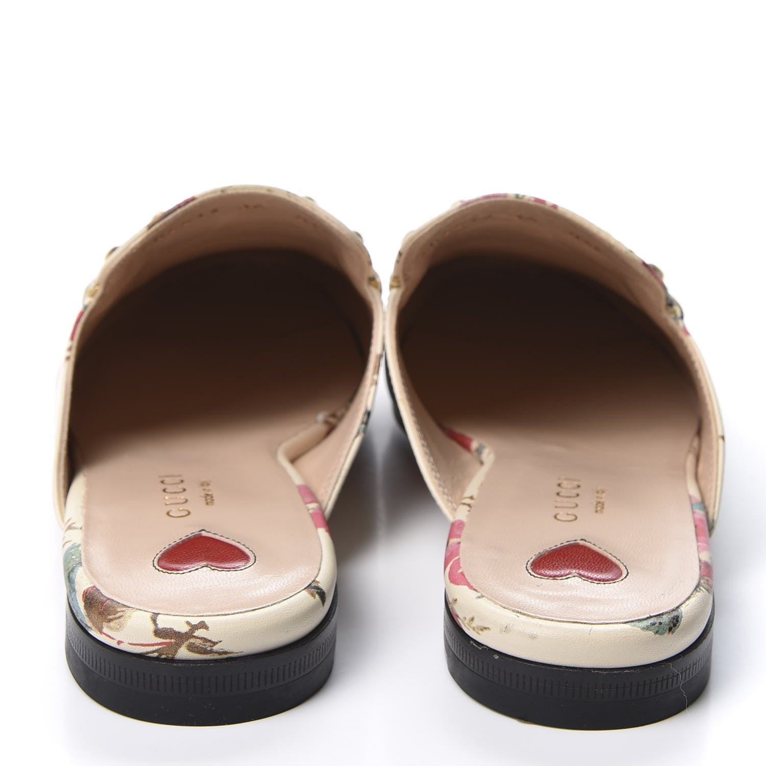 Gucci Calfskin Stamp Allover Rose Princetown Slippers 36 Ivory Multicolor 6 of 10