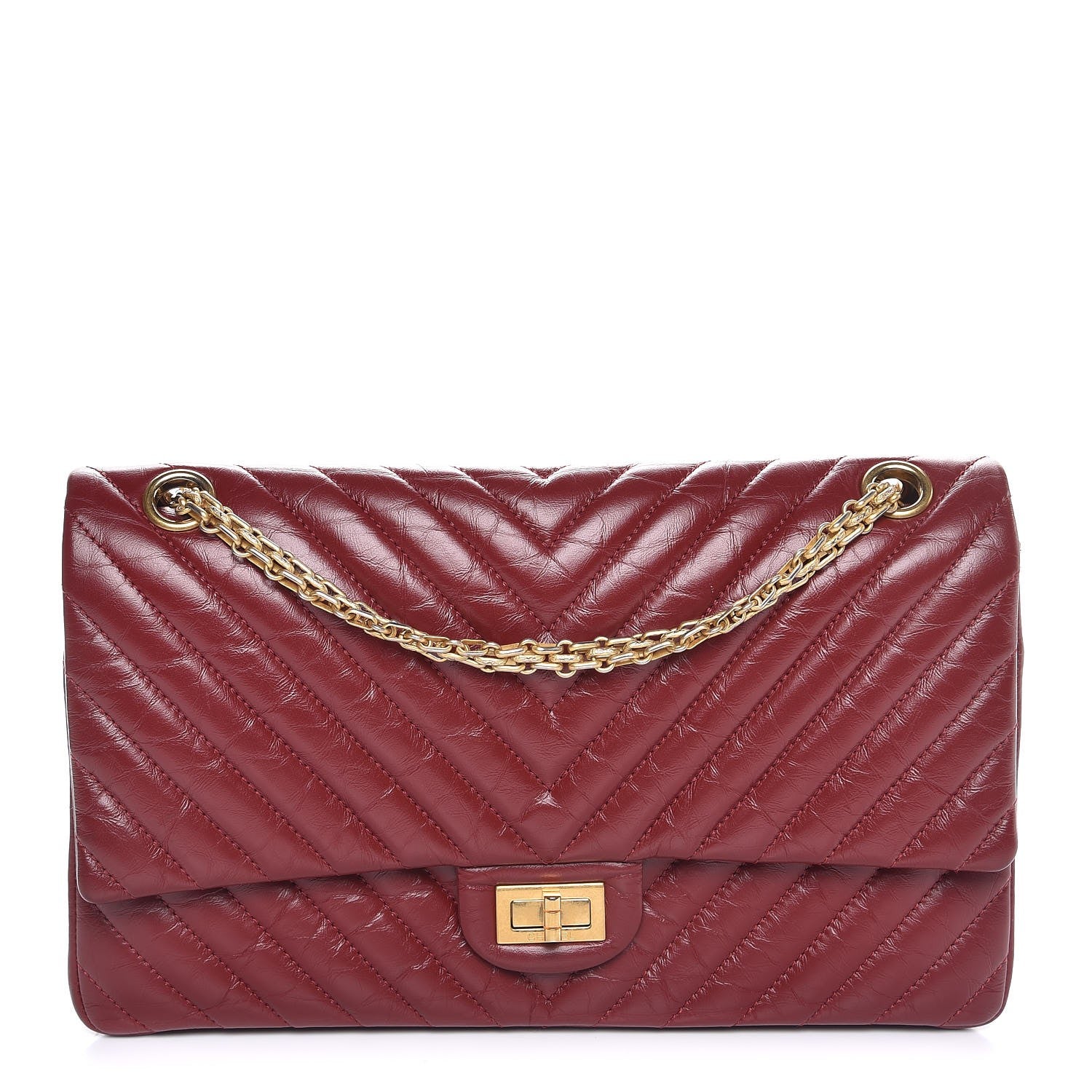 Chanel Aged Calfskin Chevron Quilted 2.55 Reissue 226 Flap Red 1 of 8