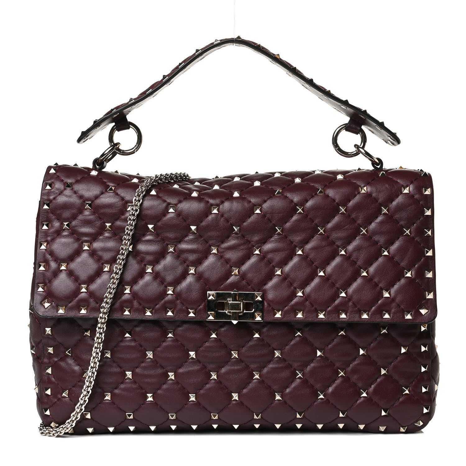 Valentino Garavani Nappa Large Rockstud Spike Shoulder Bag Rubin 1 of 14