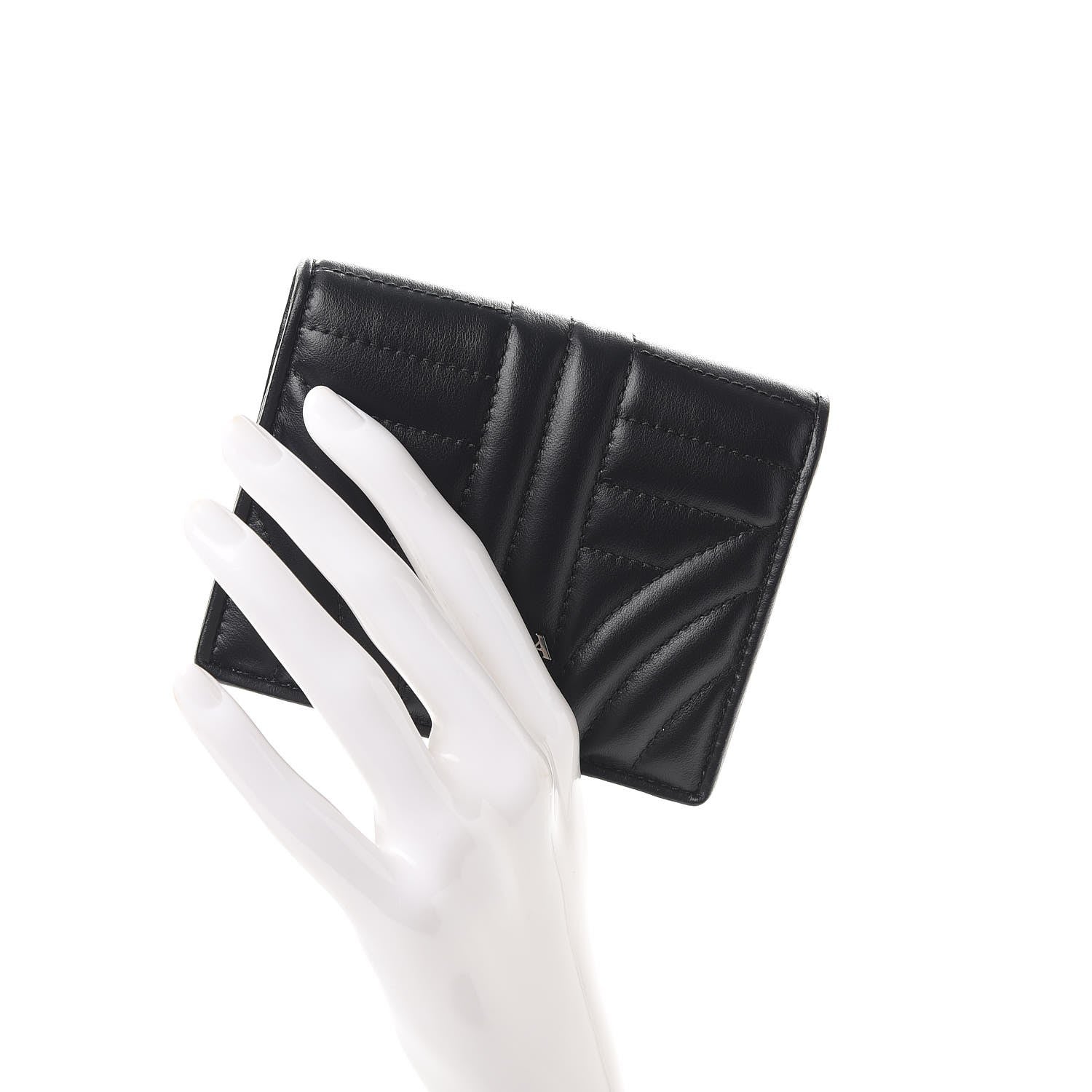 Prada Soft Calfskin Impunture Diagramme Wallet Black 2 of 8