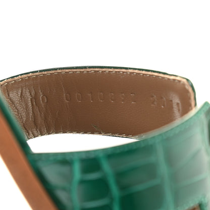 Hermes Shiny Alligator Oran Sandals 38 Emeraude 8 of 8
